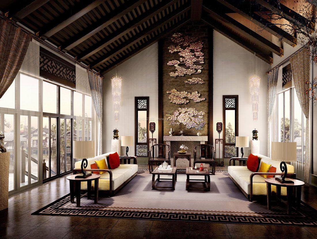 中式古典风格大型别墅设计效果图