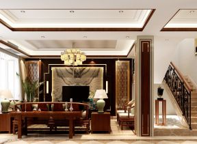 中式古典风格效果图 别墅客厅装修效果图欣赏