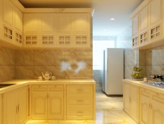 欧式简约别墅厨房橱柜设计装修效果图片