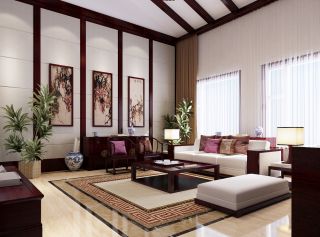 中式古典风格客厅墙面装饰装修效果图片