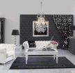 黑白现代简约客厅沙发背景墙装修效果图片