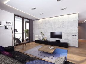 黑白现代简约客厅 客厅电视背景墙设计图