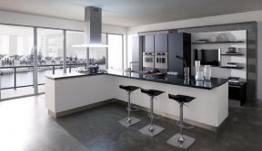 现代简约黑白风格 开放式厨房图片