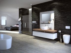 简约卫浴展厅装修效果图 现代简约黑白风格