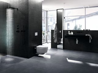 黑白风格简约卫浴展厅装修设计效果图