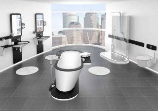 黑白风格现代简约卫浴展厅装修效果图片