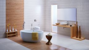 现代卫浴展厅效果图片 圆形小浴缸