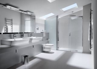 白色简约现代卫浴展厅装饰效果图片