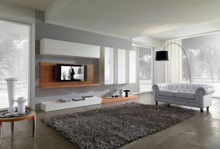 现代家装客厅电视背景墙的装饰设计效果图