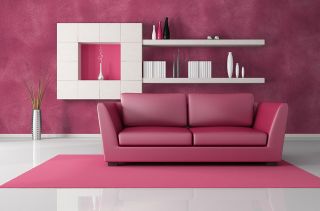 现代室内客厅粉色墙面装修效果图片