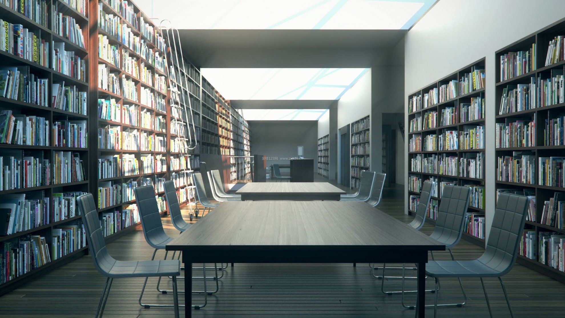 现代设计风格大型图书馆效果图