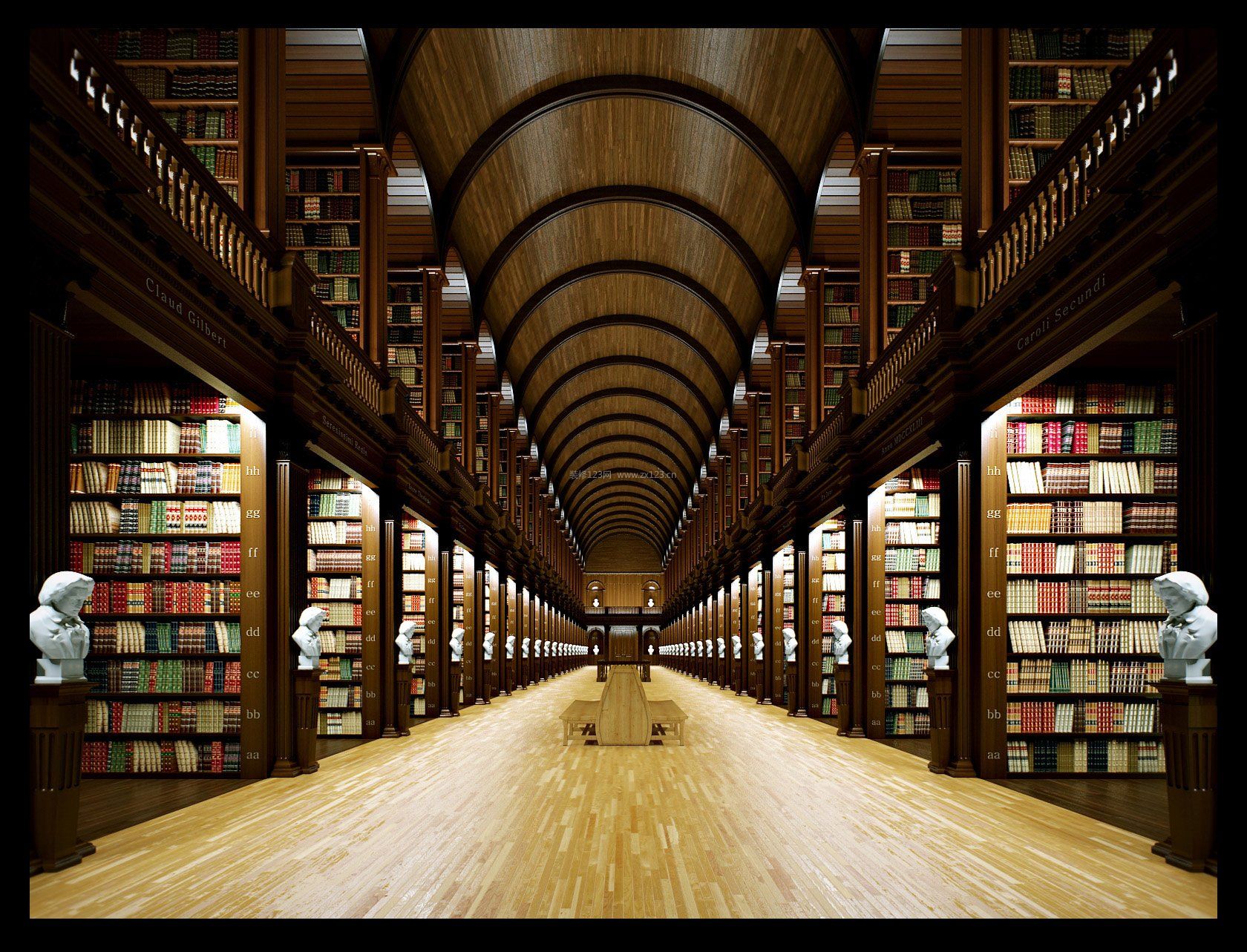 大型图书馆设计天花吊顶效果图