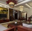 中式风格室内客厅电视背景墙装饰山水画设计
