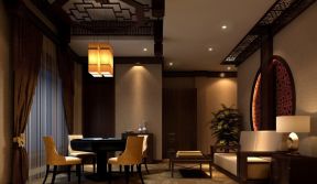 中式风格室内设计 客厅餐厅一体