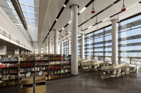 现代时尚装修大型图书馆设计 