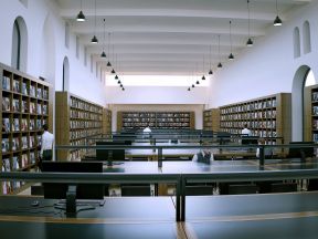 大型图书馆设计 简约吊灯装修效果图片