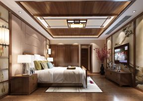 中式风格装修实景图 卧室吊顶设计