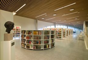 现代设计图书馆天花吊顶装修效果图案例