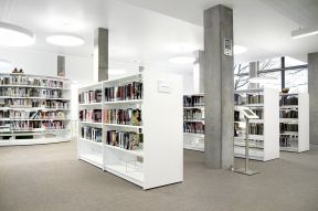 现代图书馆装修案例 图书馆书架效果图