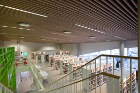 现代图书馆装修案例 天花吊顶