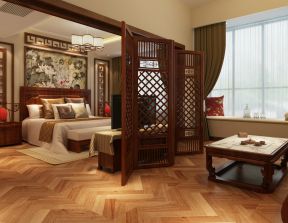 中式别墅设计家居风水卧室布局装修效果图片