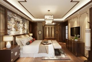 中式风格别墅卧室装修实景效果图
