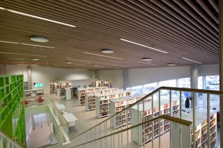 现代图书馆天花吊顶装修案例