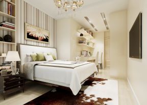 现代家居卧室设计 条纹壁纸装修效果图片