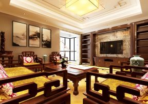 中式田园客厅 实木家具图片