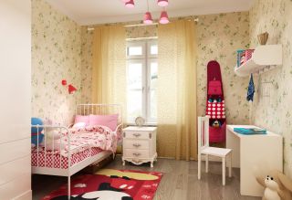 欧式儿童房床头背景墙墙面壁纸装修效果图片