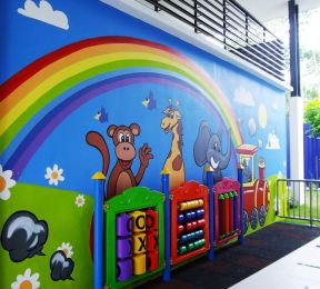 幼儿园外观效果图 幼儿园主题墙饰设计