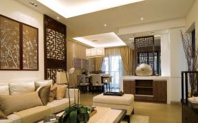 现代中式元素 家装客厅沙发背景墙