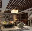 中式家装客厅雕花吊顶装修效果图片