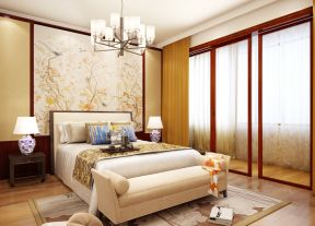 现代和中式混搭风格 卧室床头背景墙