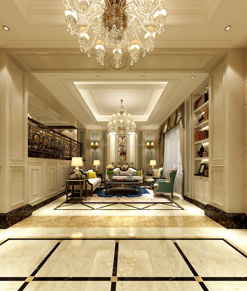 140平米奢华欧式客厅装修效果图片