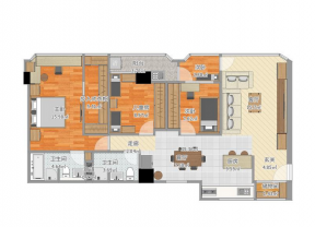 115平米四室两厅双卫户型图
