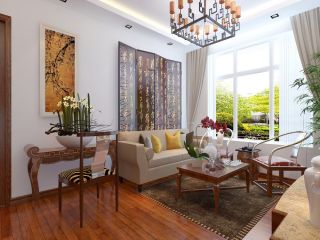新中式客厅沙发背景墙装修效果图