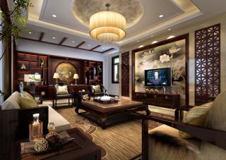 中式风格客厅电视背景墙效果图