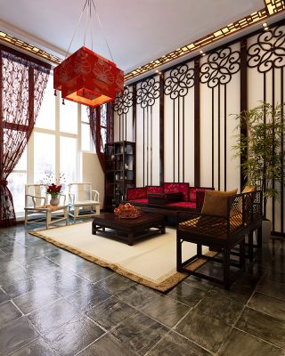 客厅中式风格设计元素效果图