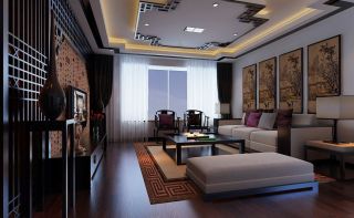 中式风格客厅沙发背景墙装饰画图片