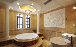 欧式家装卫生间浮雕背景墙设计效果图