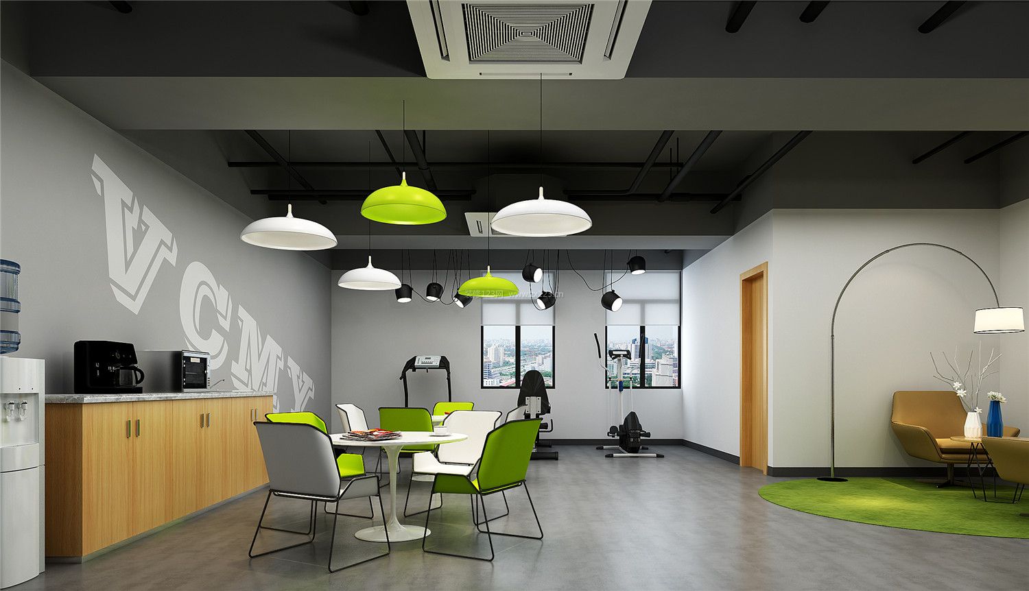 现代办公室装修设计风格 吊灯图片