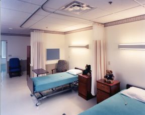 医院单人病房效果图 床头柜装修效果图片