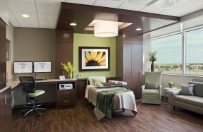 医院单人病房效果图 新中式风格设计元素