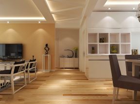 现代家装小户型走道浅黄色木地板装修设计效果图片