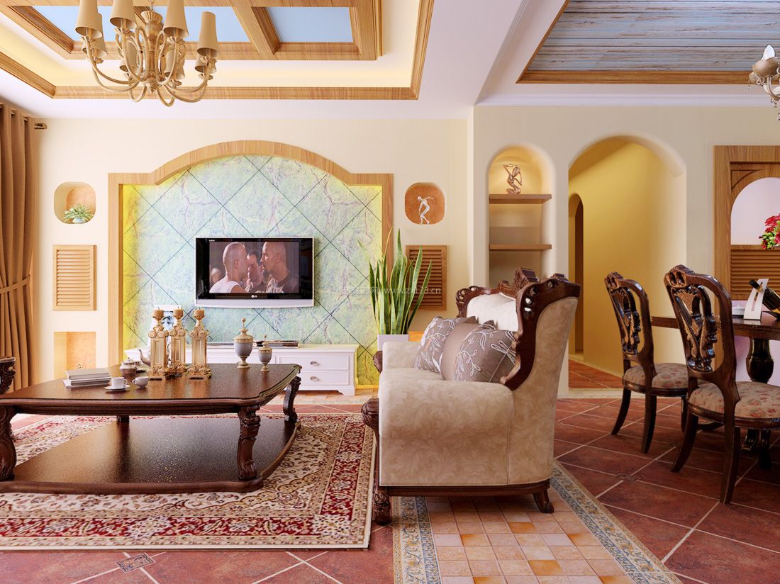 地中海风情小客厅装修设计效果图