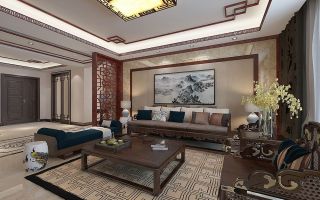 中式客厅实木沙发装修效果图片大全