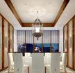 中式酒店餐厅简约吊灯装修效果图片