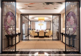 中式酒店餐厅吊顶装饰效果图