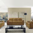 现代室内30平米客厅真皮沙发装修效果图片